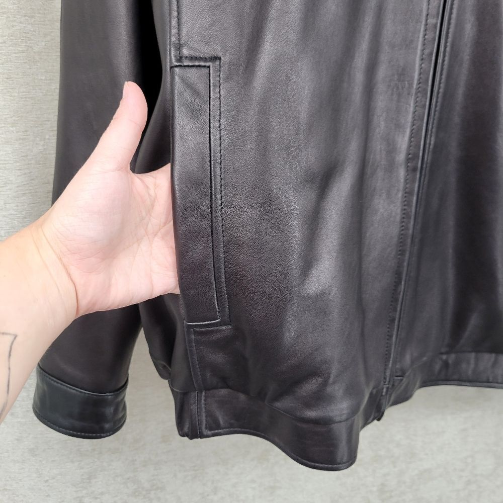 Roundtree & Yorke Men's Black Leather Lambskin Jacket 2XT - Picture 3 of 11
